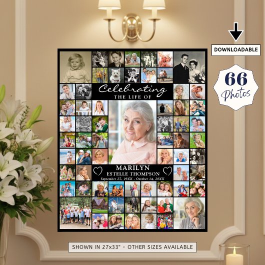 Memorial 66 Photo Collage Celebrating the Life of ポスター