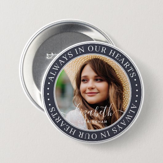 Memorial Always In私たちのハートエレガント写真 缶バッジ (正面&裏面)