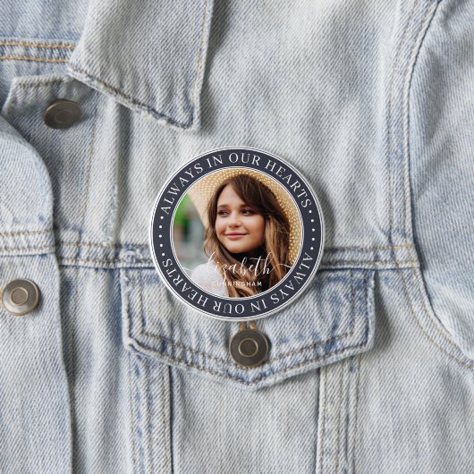 Memorial Always In私たちのハートエレガント写真 缶バッジ (インサイチュ)