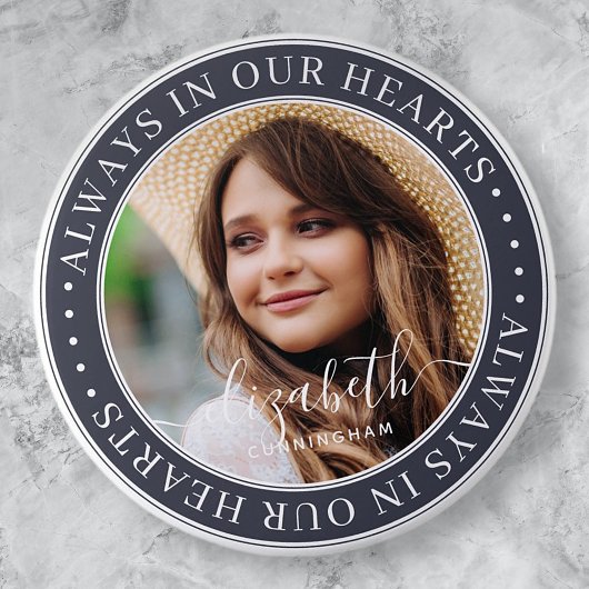 Memorial Always In私たちのハートエレガント写真 缶バッジ