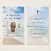 Memorial Beach Photo Forever Hearts Prayer Card (正面&裏面)