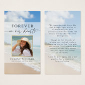 Memorial Beach Photo Forever Hearts Prayer Card (正面&裏面)