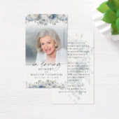 Memorial Blue Floral Photo Funeral Prayer Card (デスク)