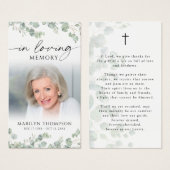 Memorial Botanical Loving Memory Photo Prayer Card (正面&裏面)