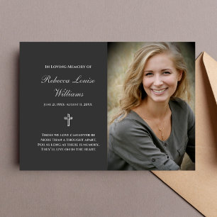 Memorial Card With Photo Funeral Charcoal Gray 名刺