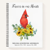 Memorial Cardinal Sunflowers Funeral Guestbook ノートブック (正面)