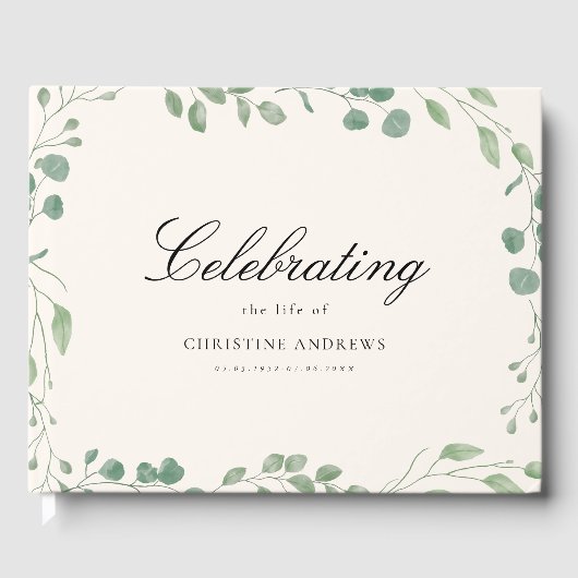 Memorial "Celebrating life of" Beige Eucalyptus ゲストブック (正面)