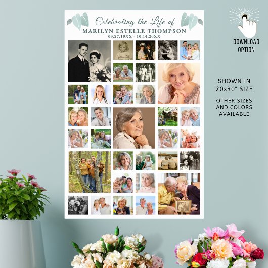 Memorial Celebration 33 Photo Collage Botanical ポスター