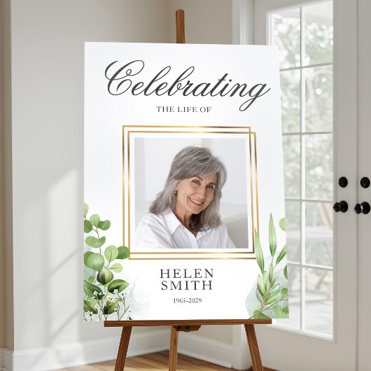 Memorial Celebration of Life Elegant Greenery  ポスター