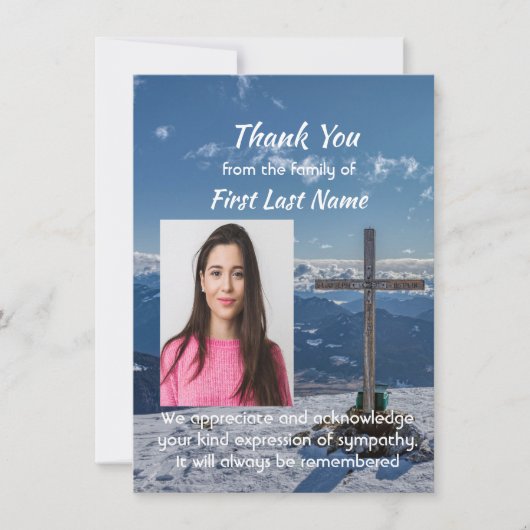 Memorial Christian Crucifix Cross Hill Thank you サンキューカード (正面)