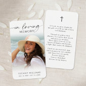 Memorial Cross Photo In Loving Memory Prayer Card
