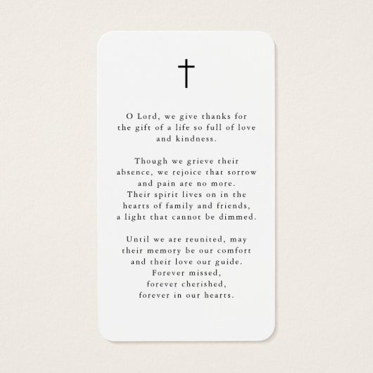 Memorial Cross Photo In Loving Memory Prayer Card (裏面)