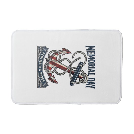 Memorial Day Anchor Remember Honor Vintage Shirt_1 バスマット (正面)