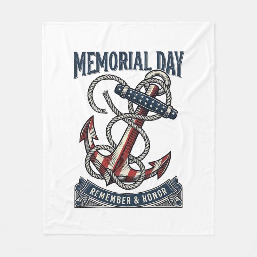 Memorial Day Anchor Remember Honor Vintage Shirt_1 フリースブランケット (正面)