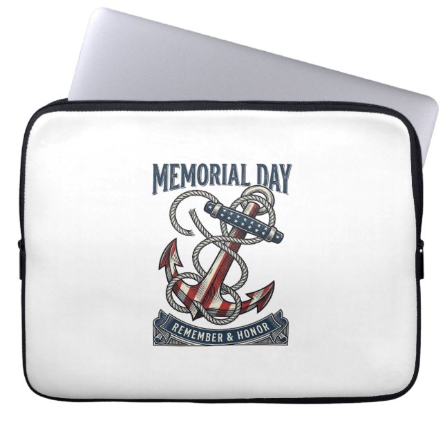 Memorial Day Anchor Remember Honor Vintage Shirt_1 ラップトップスリーブ (正面)