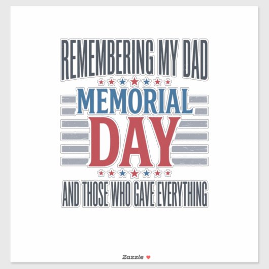 Memorial Day Dad Tribute Patriotic シール (シート)