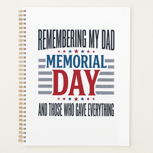 Memorial Day Dad Tribute Patriotic プランナー手帳 (正面)