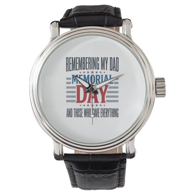 Memorial Day Dad Tribute Patriotic 腕時計 (正面)