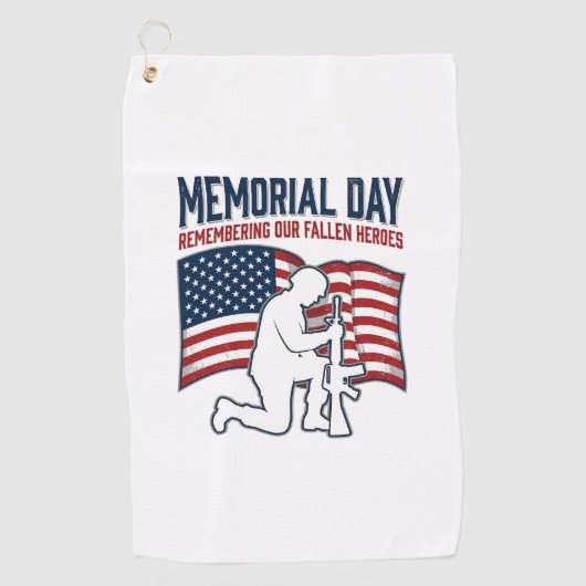 Memorial Day Fallen Heroes Patriotic Soldier Shirt ゴルフタオル (正面)