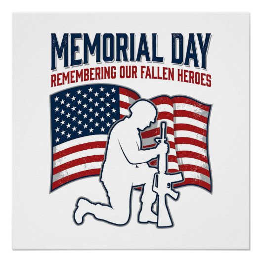 Memorial Day Fallen Heroes Patriotic Soldier Shirt ポスター (正面)