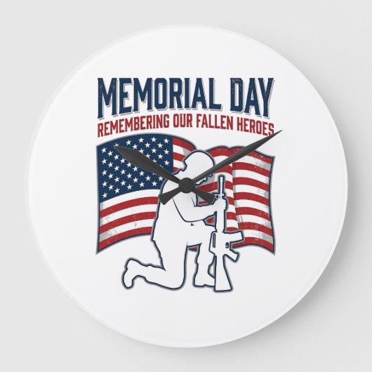 Memorial Day Fallen Heroes Patriotic Soldier Shirt ラージ壁時計 (正面)