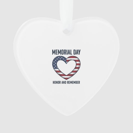 Memorial Day Heart Honor and Remember Shirt Design オーナメント (正面)