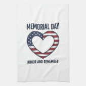 Memorial Day Heart Honor and Remember Shirt Design キッチンタオル (縦)