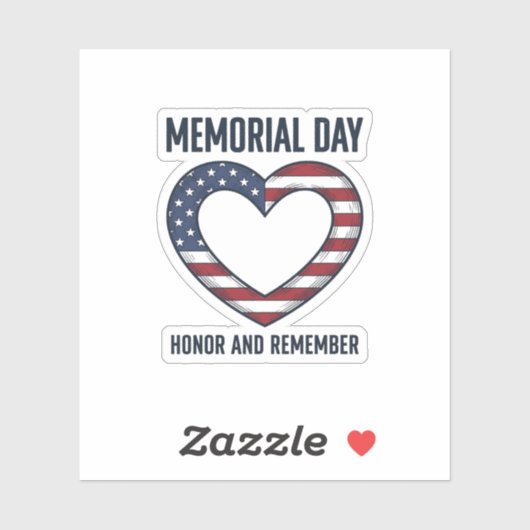 Memorial Day Heart Honor and Remember Shirt Design シール (シート)