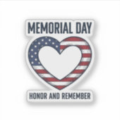 Memorial Day Heart Honor and Remember Shirt Design シール (正面)