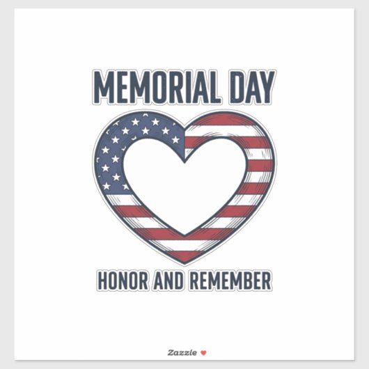 Memorial Day Heart Honor and Remember Shirt Design シール (シート)