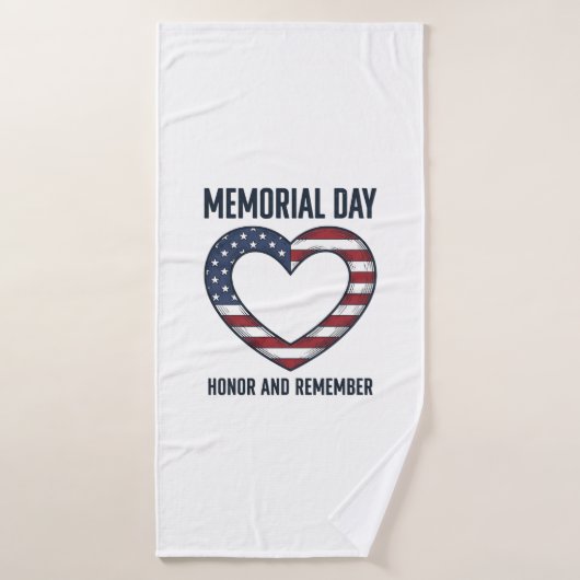 Memorial Day Heart Honor and Remember Shirt Design バスタオル (バスタオル)