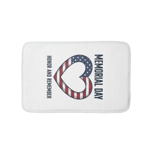 Memorial Day Heart Honor and Remember Shirt Design バスマット (正面)