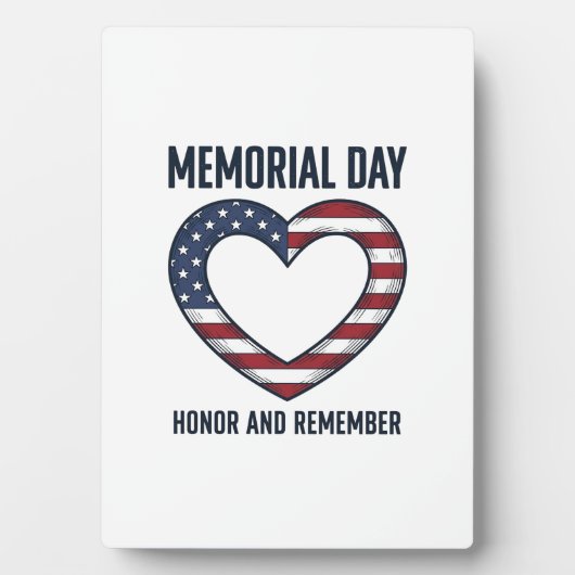 Memorial Day Heart Honor and Remember Shirt Design フォトプラーク (正面)