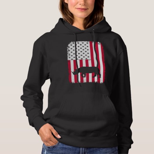Memorial Day hippo hippopotamus patriotic usa flag パーカ (正面)