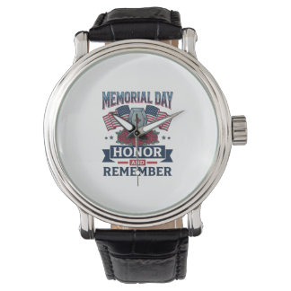 Memorial Day Honor and Remember Patriotic Shirt_1 腕時計