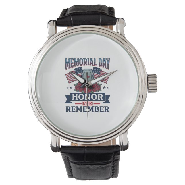 Memorial Day Honor and Remember Patriotic Shirt_1 腕時計 (正面)