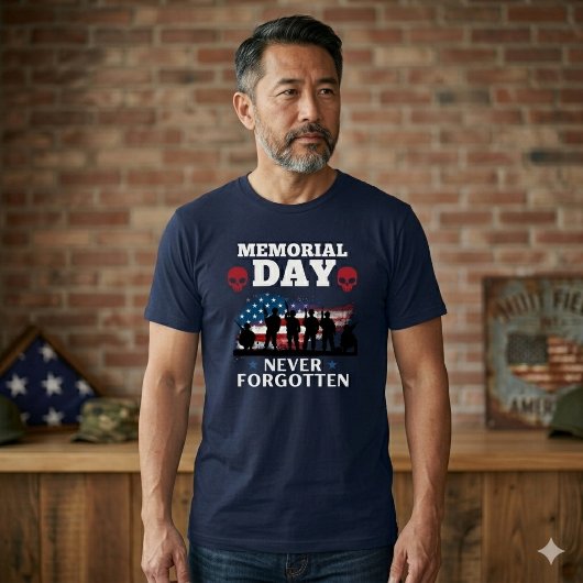 Memorial Day Never Forgotten Patriotic Soldier  Tシャツ