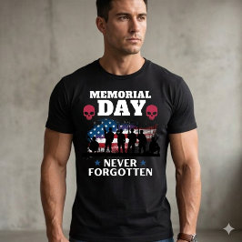 Memorial Day Never Forgotten, US Flag Military Tシャツ