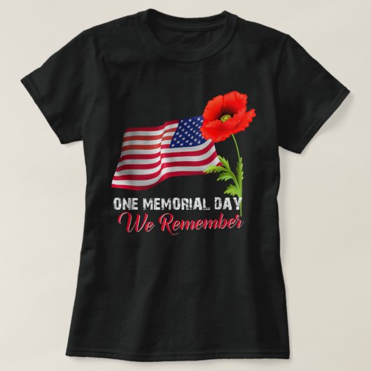 Memorial Day Red Poppy Patriotic Military Veteran  Tシャツ (デザイン正面)