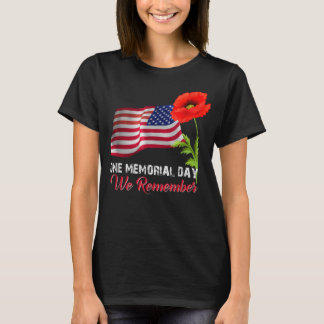 Memorial Day Red Poppy Patriotic Military Veteran  Tシャツ
