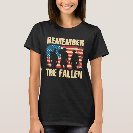 Memorial Day Remember The Fallen Veteran Military Tシャツ (正面)