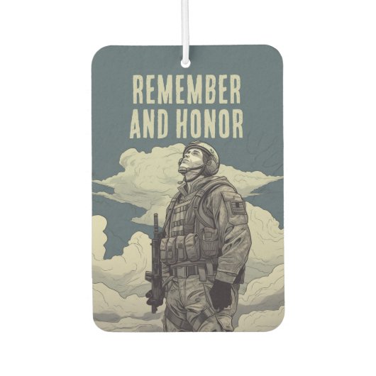 Memorial Day Soldier Clouds Remember and Honor カーエアーフレッシュナー (正面)