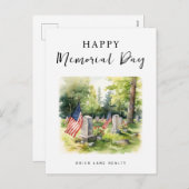 Memorial Day Watercolor Business Promotional シーズンポストカード (正面/裏面)