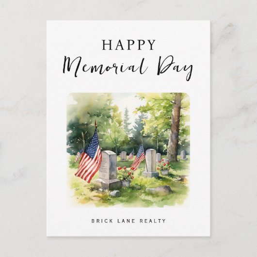 Memorial Day Watercolor Business Promotional シーズンポストカード (正面)