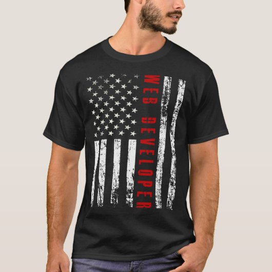 Memorial Day web developer usa flag Tシャツ (正面)