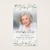 Memorial Elegant Floral Photo Prayer Card (正面)