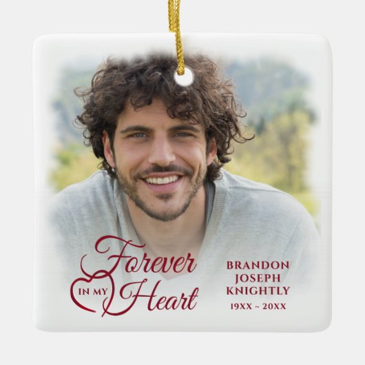 MEMORIAL FOREVER IN MYハート写真記念 セラミックオーナメント (正面)