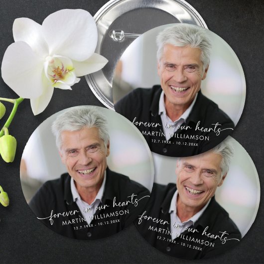 Memorial Forever In Our Hearts Photo Personalized 缶バッジ