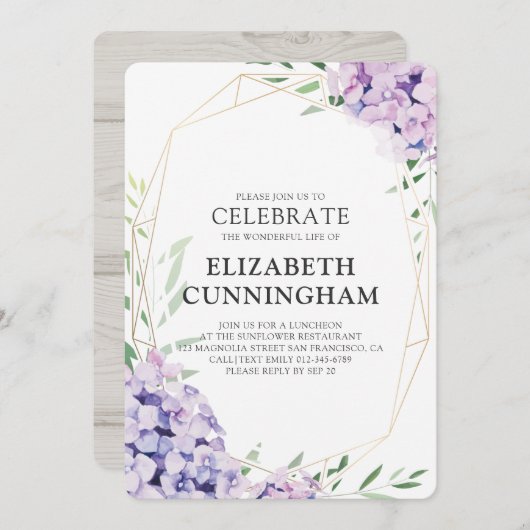 Memorial Friny Hydrangea薄紫ジオメトリ 招待状 (正面/裏面)
