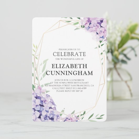 Memorial Friny Hydrangea薄紫ジオメトリ 招待状 (スタンド正面)
